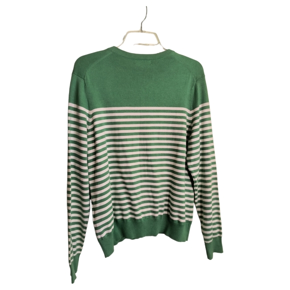 Lands" End NWT Green White striped button down knit cardigan Womens size L - Picture 8 of 14